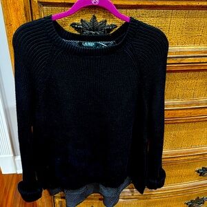 Lauren Ralph Lauren sweater blouse with high low hem.